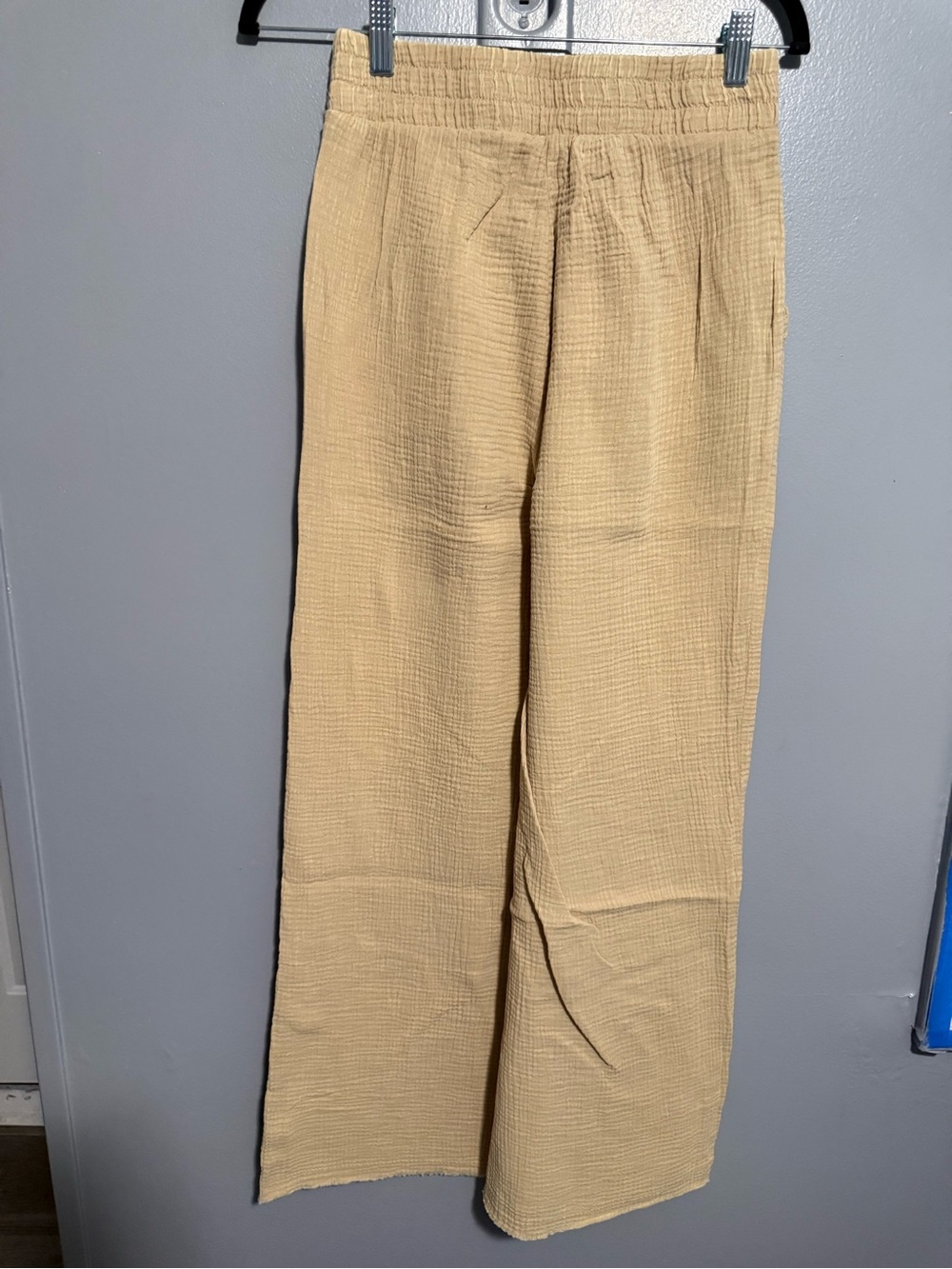 Zenana Wide Leg Cotton Gauze Pants - Mineral Wash Beige - Picture 3 of 3